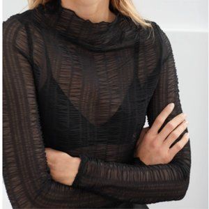 XS Sheer Fitted Smocked Top (& OTHER STORIES)